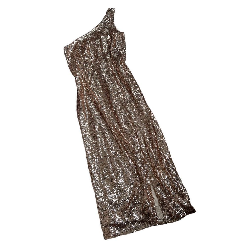 B.Smart Sequin One Shoulder Maxi Gown Dress Rose Gold Women’s Size 16
